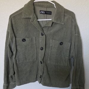 ZARA Olive Corduroy Button-Front Jacket